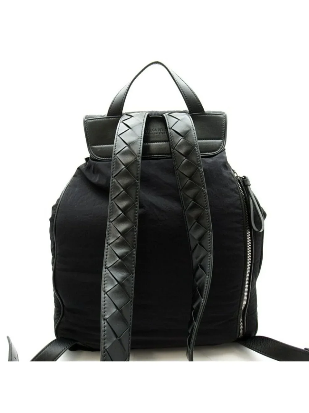 Bottega Veneta Crossroad Backpack Nylon Leather Black